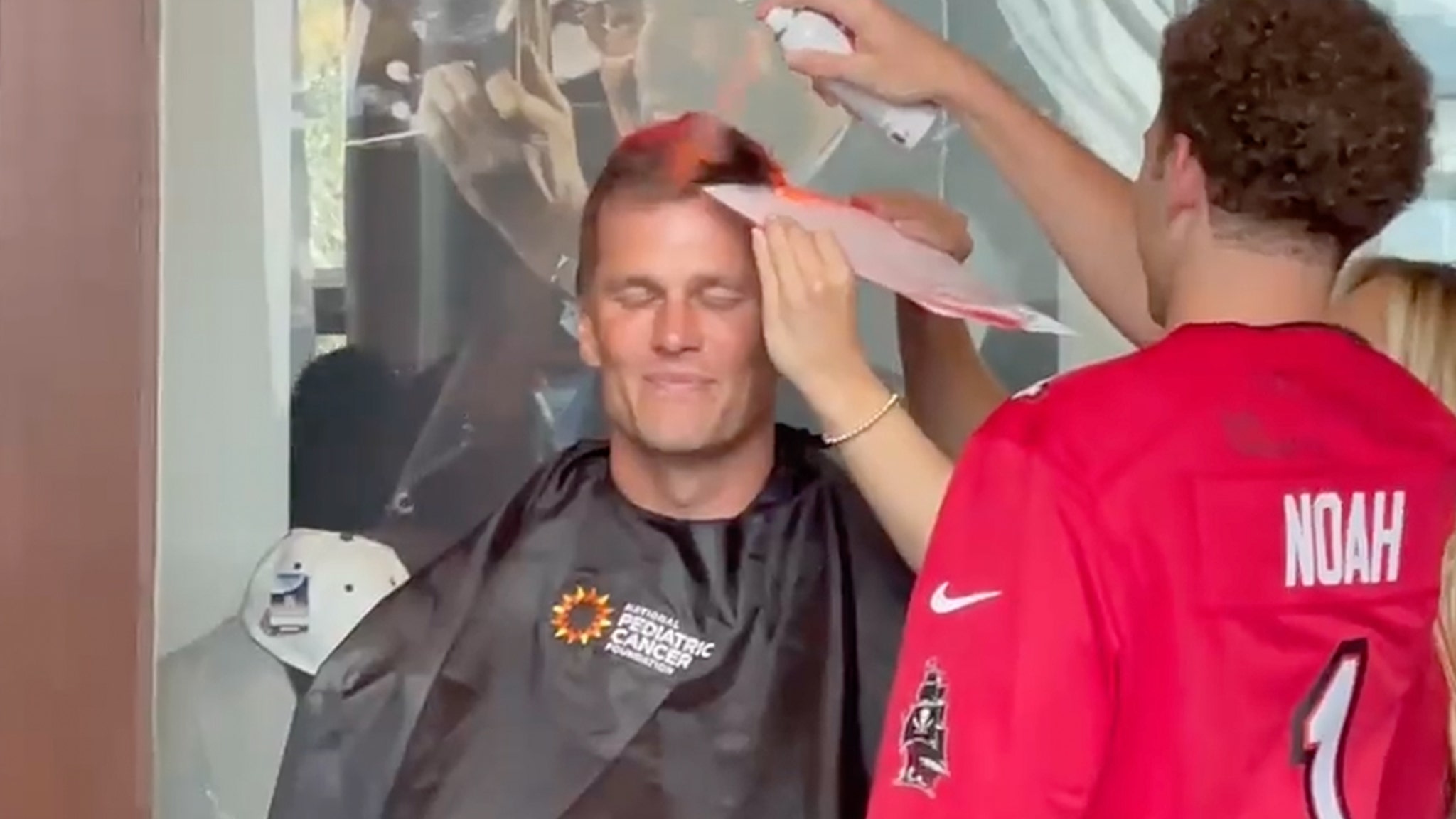 Tom Brady Dyes His Hair Red And Orange For Children's Cancer