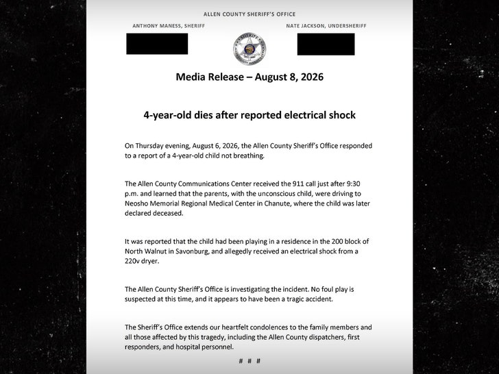 4 year old dies clothes dryer statement