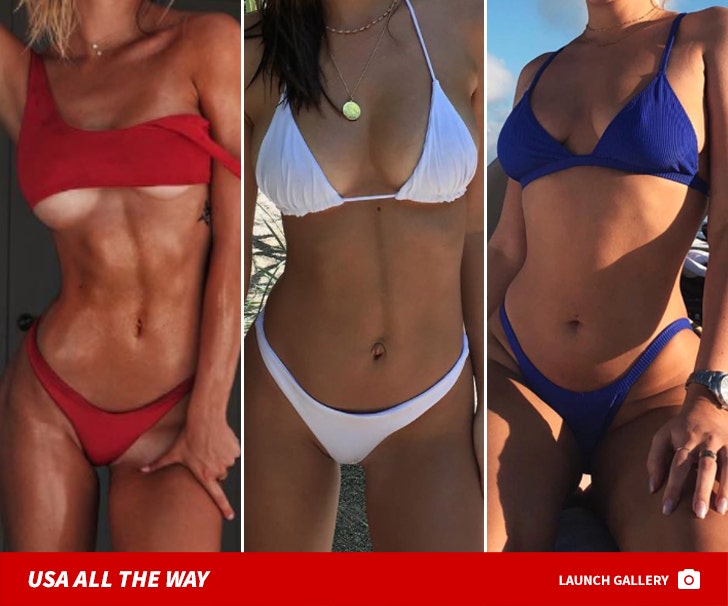 Red, White and Blue Bikini Babes -- Guess Who!