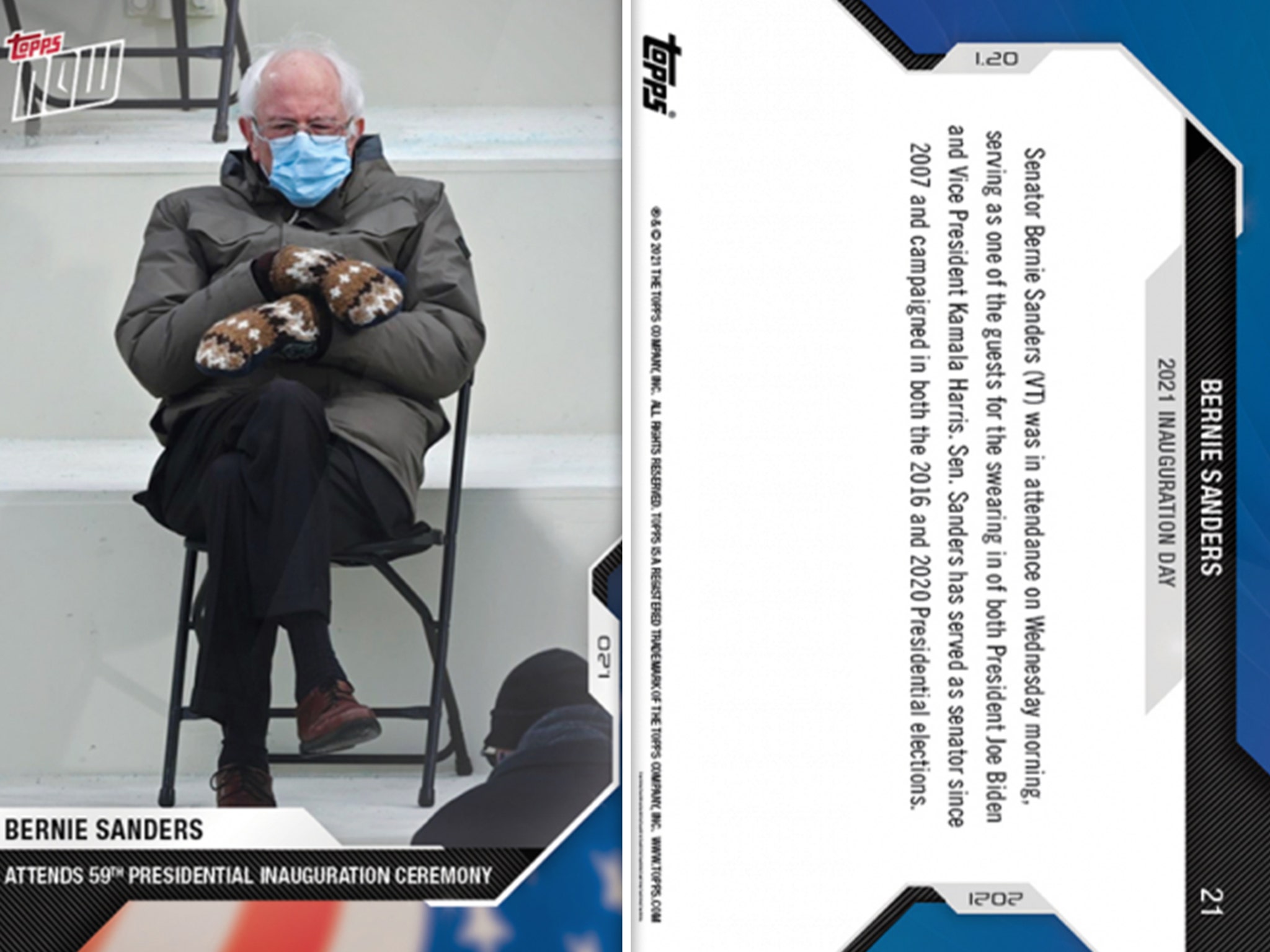 Bernie Sanders Gets Baseball Card Treatment After Inauguration Moment Big crowd for bernie sanders speech at iowa state fair, swarmed while eating corn dog. bernie sanders gets baseball card