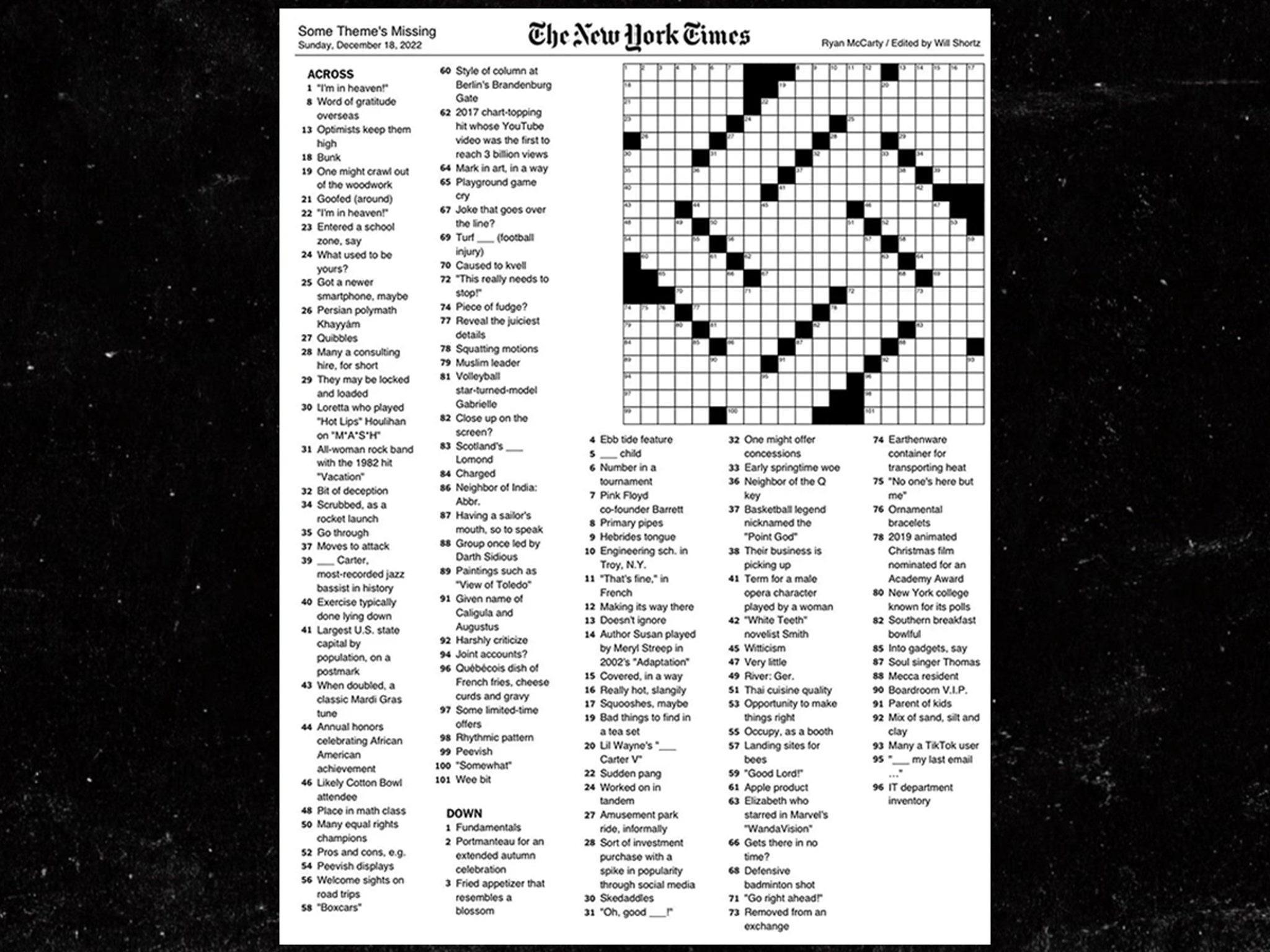 1212-21 NY Times Crossword 12 Dec 21, Sunday 