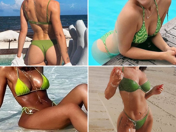 Green Bikini Babes -- Guess Who!