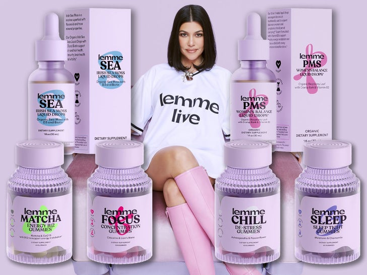 Kourtney Kardashian with their Lemme health and beauty supplements