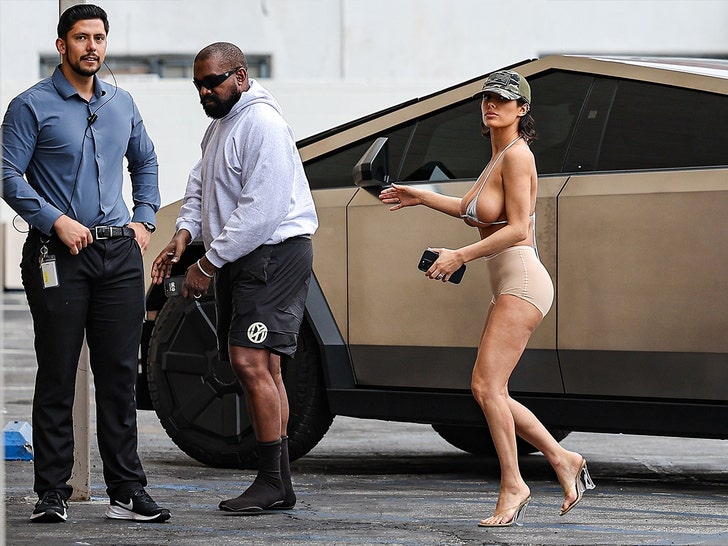 Bianca Censori Wears Tiny Bikini Top to Lunch with Kanye West