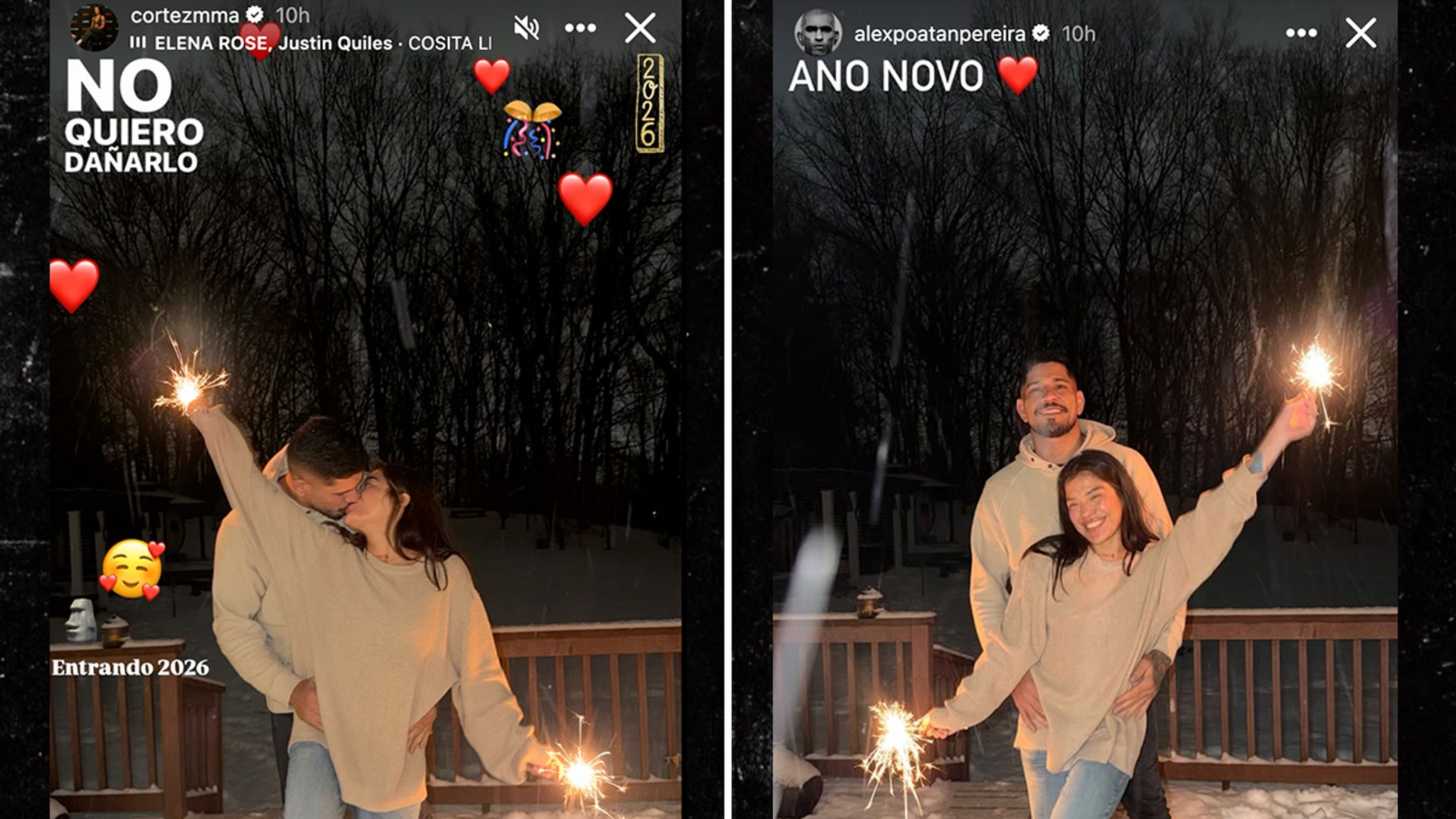 UFC Stars Alex Pereira, Tracy Cortez Share Kiss At New Year’s Celebration