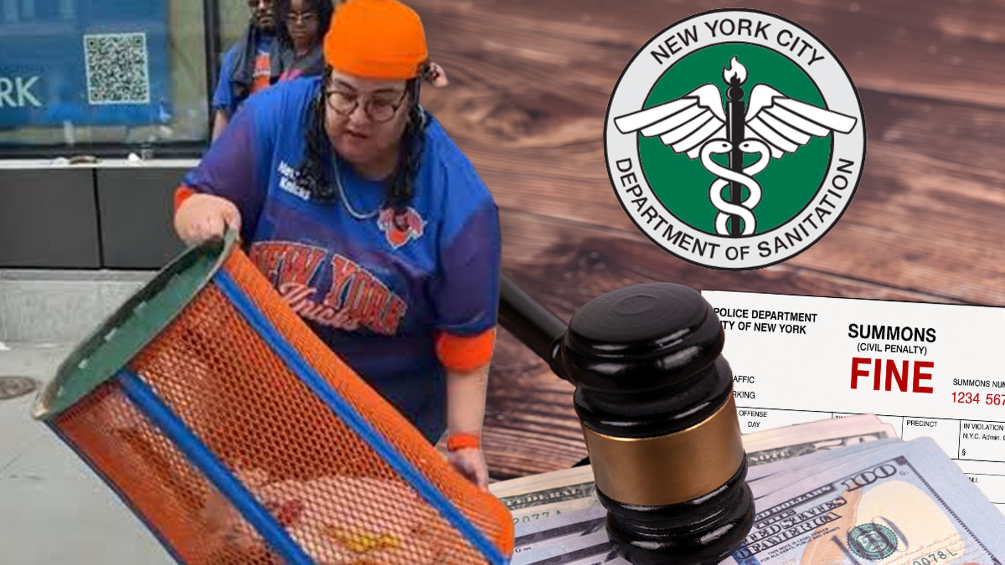 Knicks Fan Fined for Stealing NYC Trash Can Despite Returning It