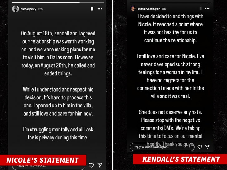 nicole jacky and kendall washington statements