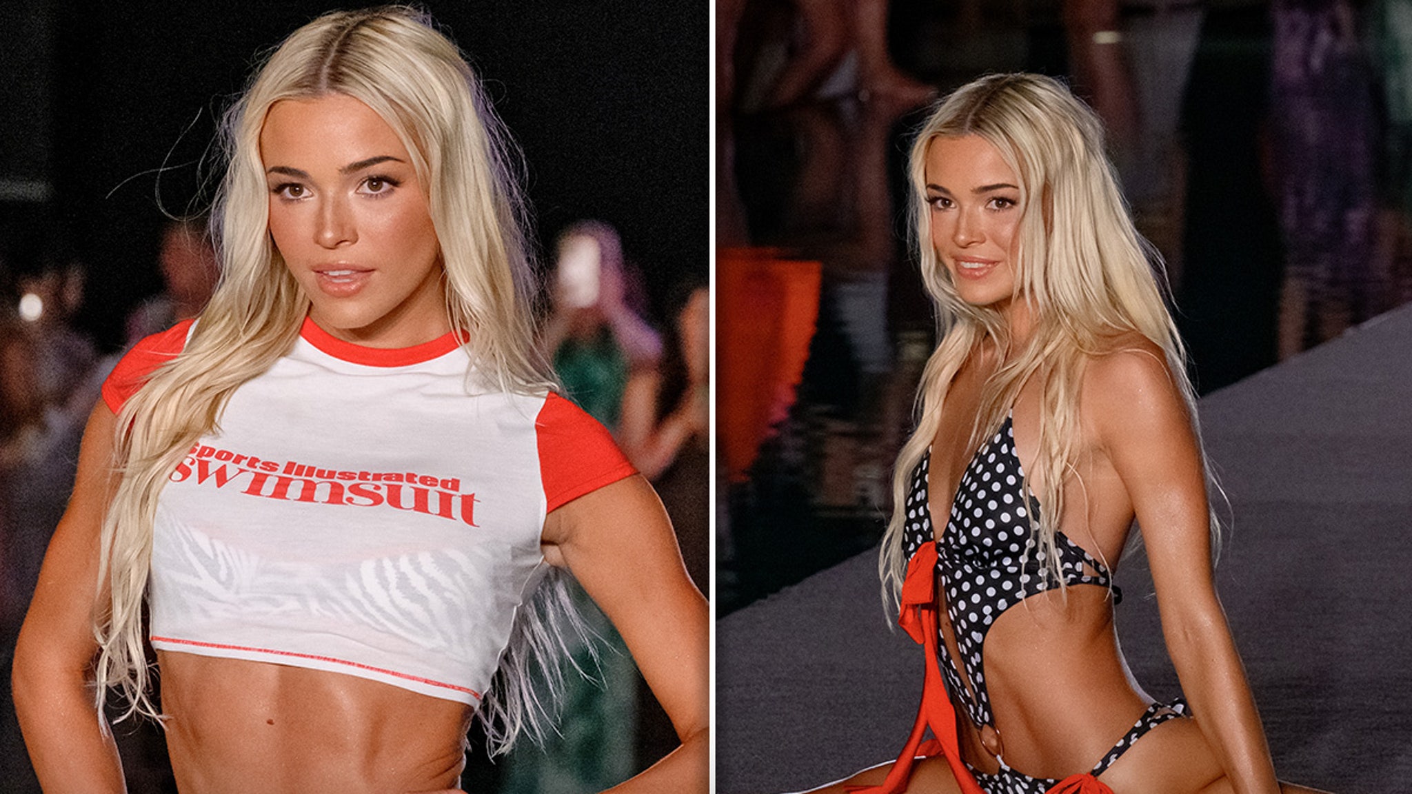 Livvy Dunne Drops Into a Split on the Sports Illustrated Runway