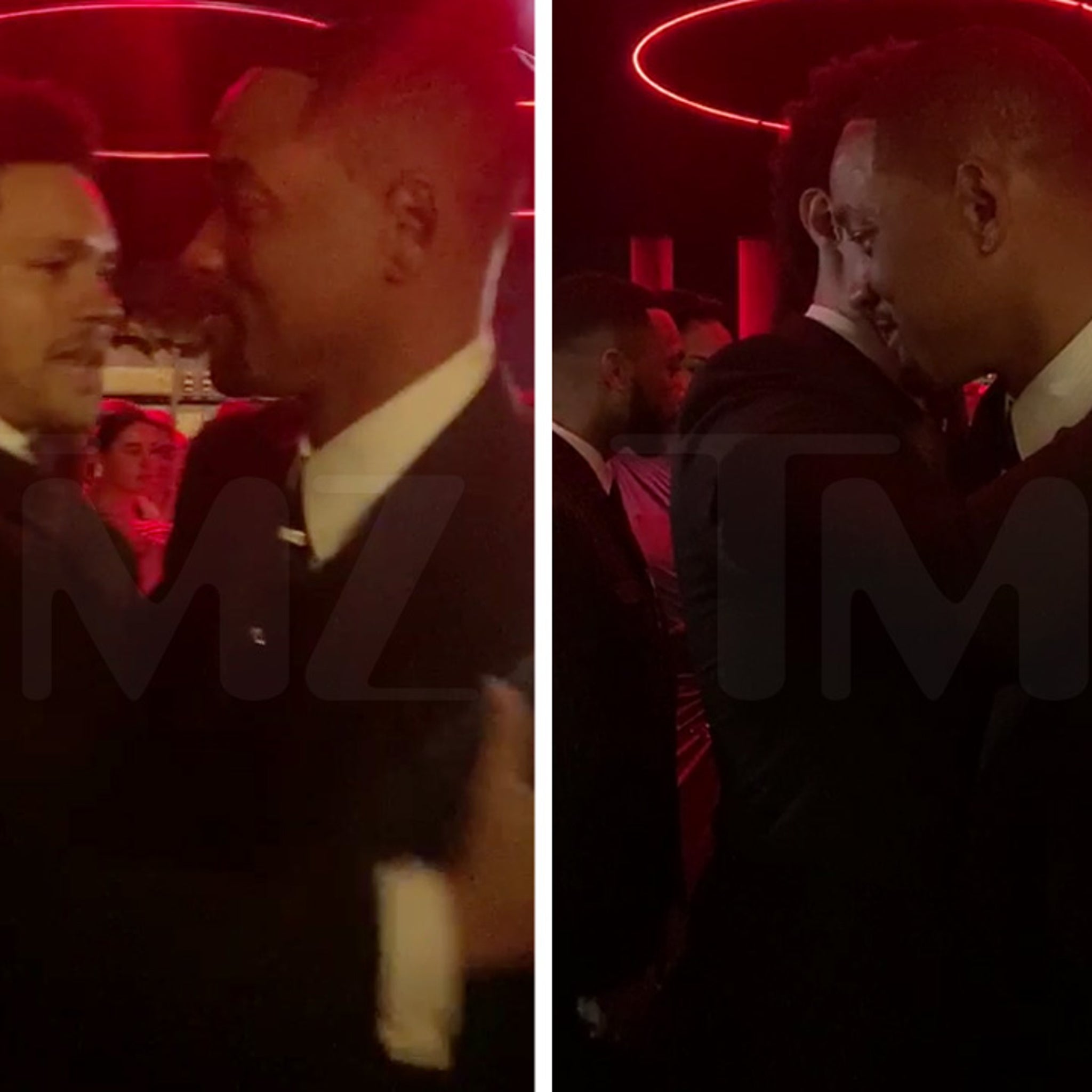 Will Smith & Trevor Noah Hug It Out At After-Party, Have Long Conversation