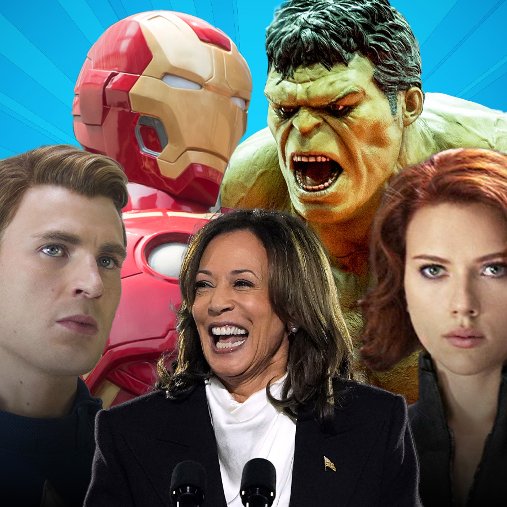 Avengers' Cast Assembles for 'Election Endgame' Message to Endorse Kamala, image size:2048x2048