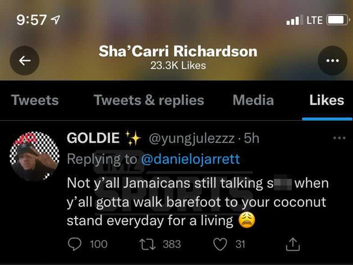 shacarri richardson liked tweet