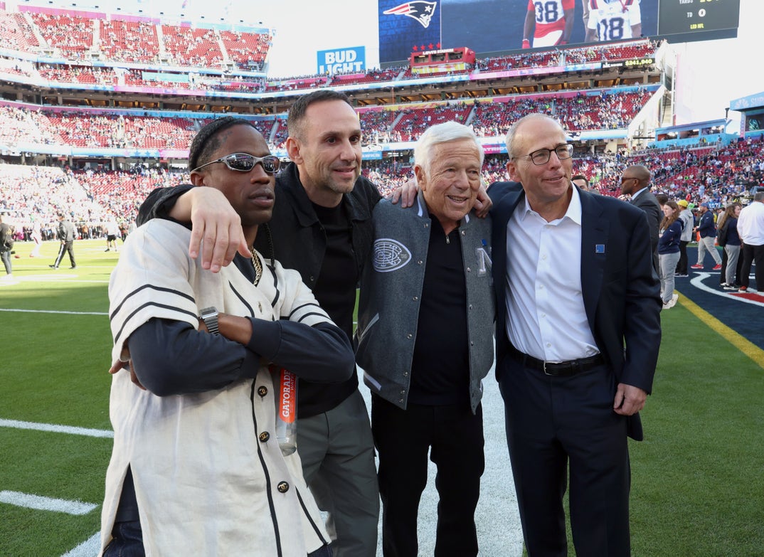 Travis Scott, Michael Rubin, Robert Kraft and Jonathan Kraft