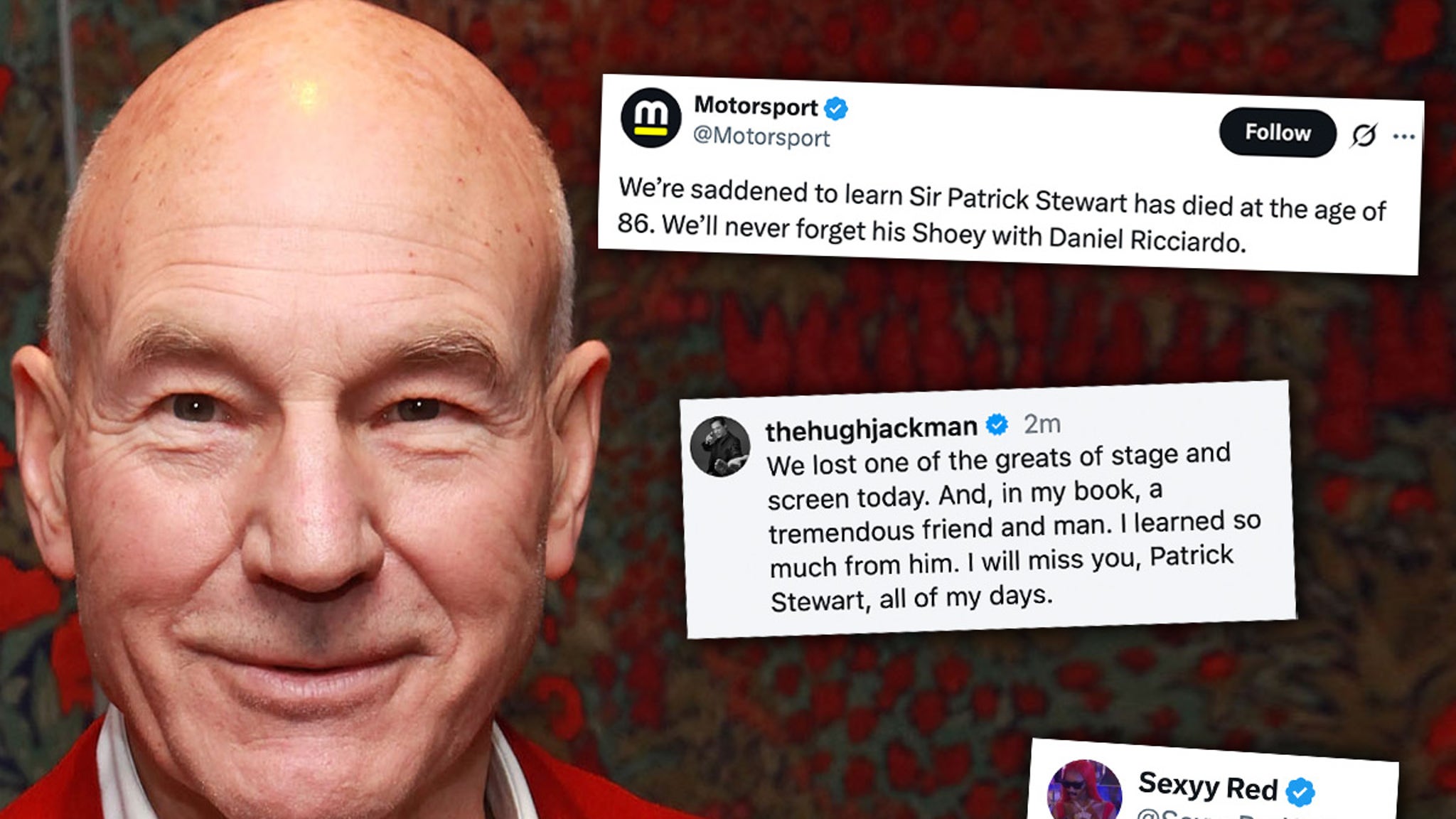 Hugh Jackman, William Shatner Help Hollywood Mourn Patrick Stewart