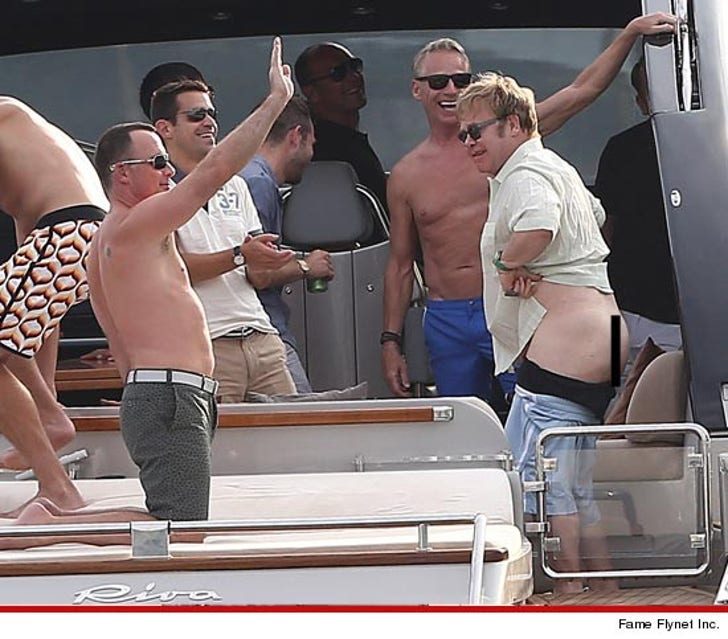 Music legend Elton John bottomed out on a yacht in St. Tropez on Monday ......