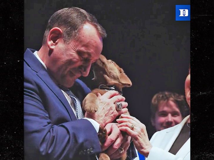 Duke Hoops Team Gifts Mike Krzyzewski New Puppy At Ceremony, Adorable Video