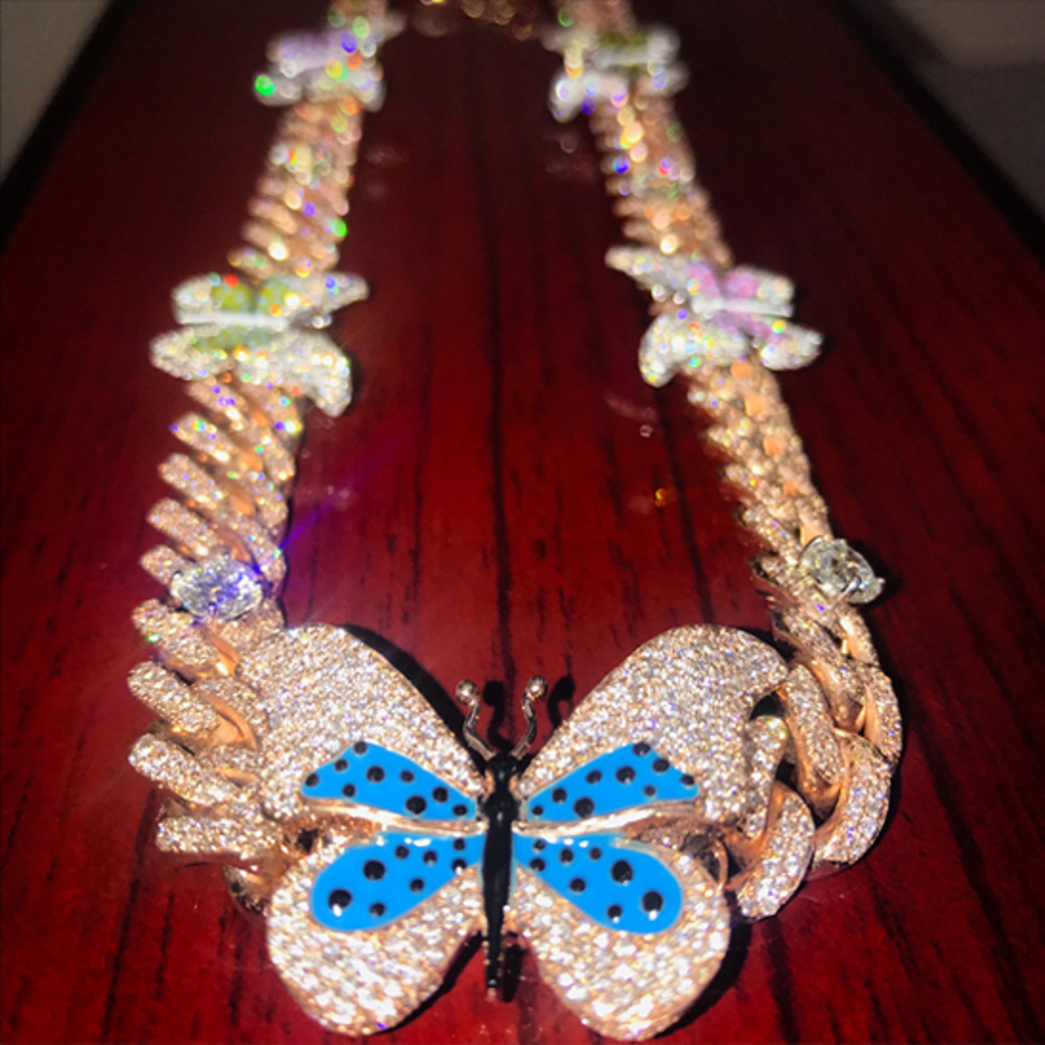 www.Nuroco.com - CZ Micro Paved Statement Vintage Butterfly Choker Necklace  - Silver*