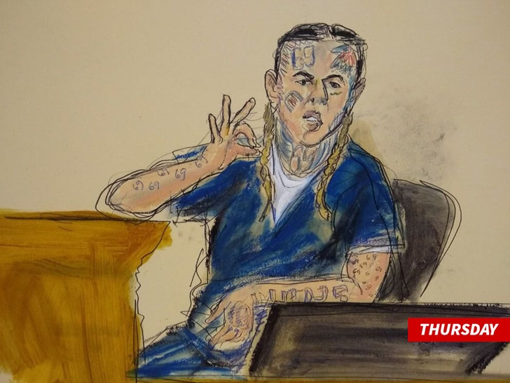 0919 tekashi69 thursday in court treyway hand gesture Elizabeth Williams