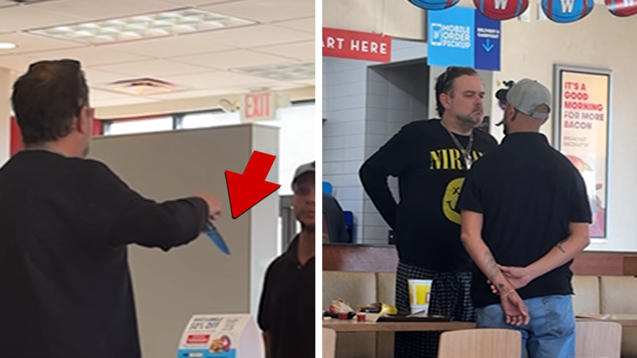 Man Pulls Massive Knife Out in Heated Confrontation at L.A. Wendy's on Video