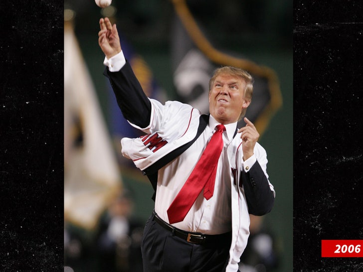 donald trump throwing out a first pitch