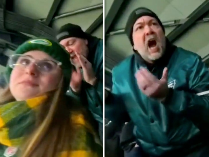 eagles fan berates packers fan x 1