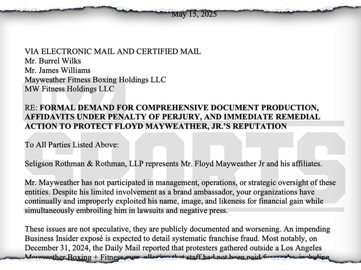 floyd mayweather letter to walks, williams launch