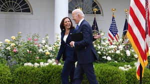 President Biden and VP Harris Smiling Maskless in Rose Garden