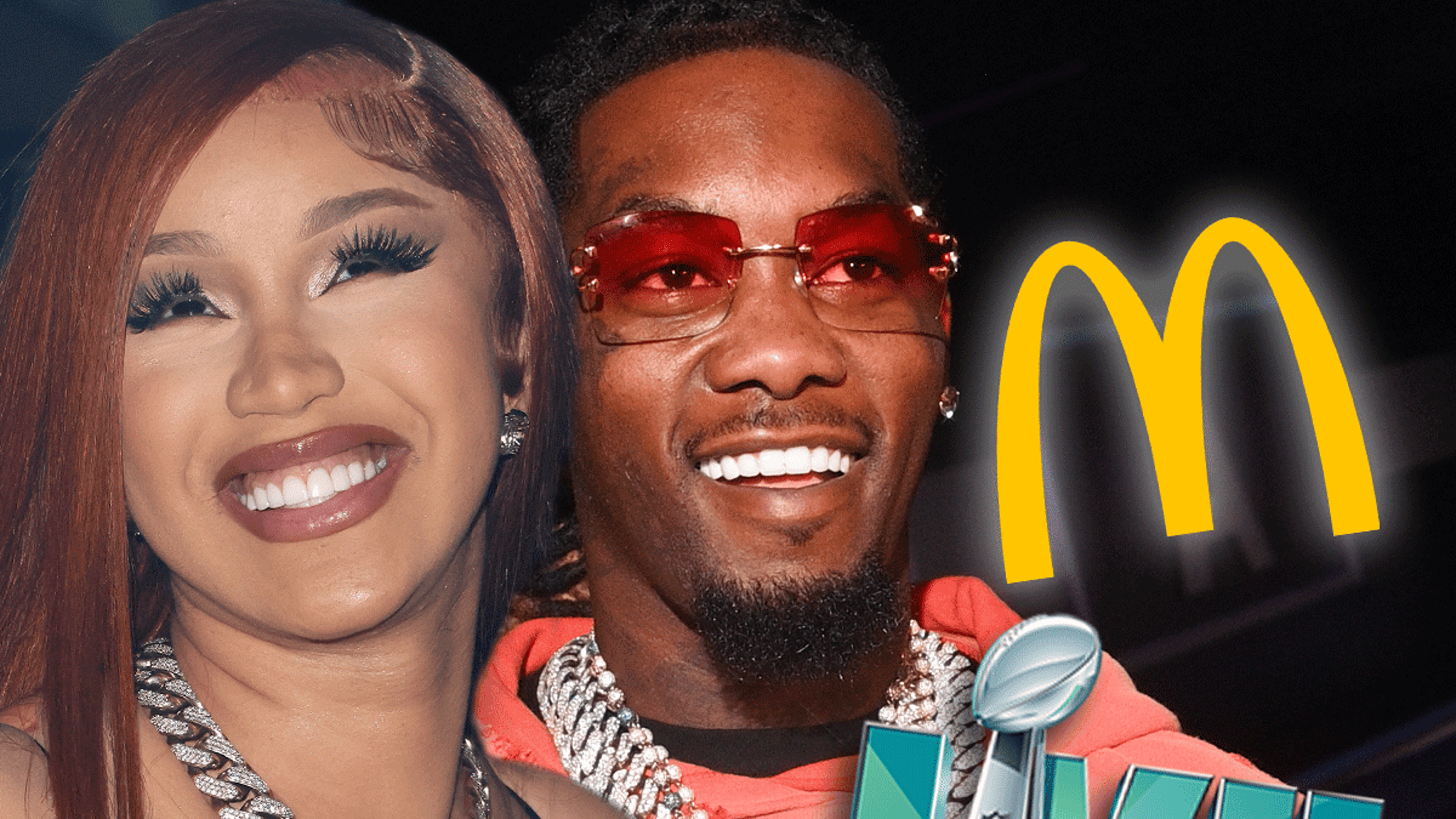 Cardi B y Offset filman un comercial del Super Bowl de McDonald’s con el tema del Día de San Valentín