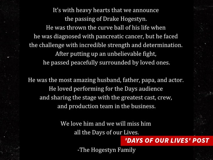 ‘Days of Our Lives’ Actor Drake Hogestyn Dead at 70