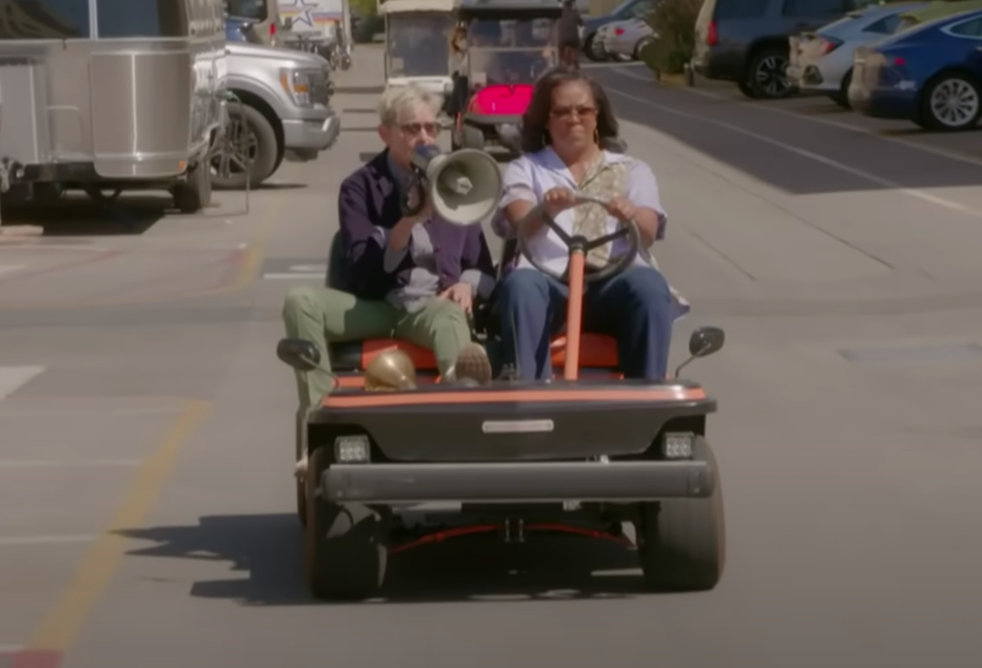 2022 - Ellen and Michelle Obama continue their BFF antics in a final outting ... this time it including a bullhorn and a golf cart around the backlot of Warner Bros. Studios.