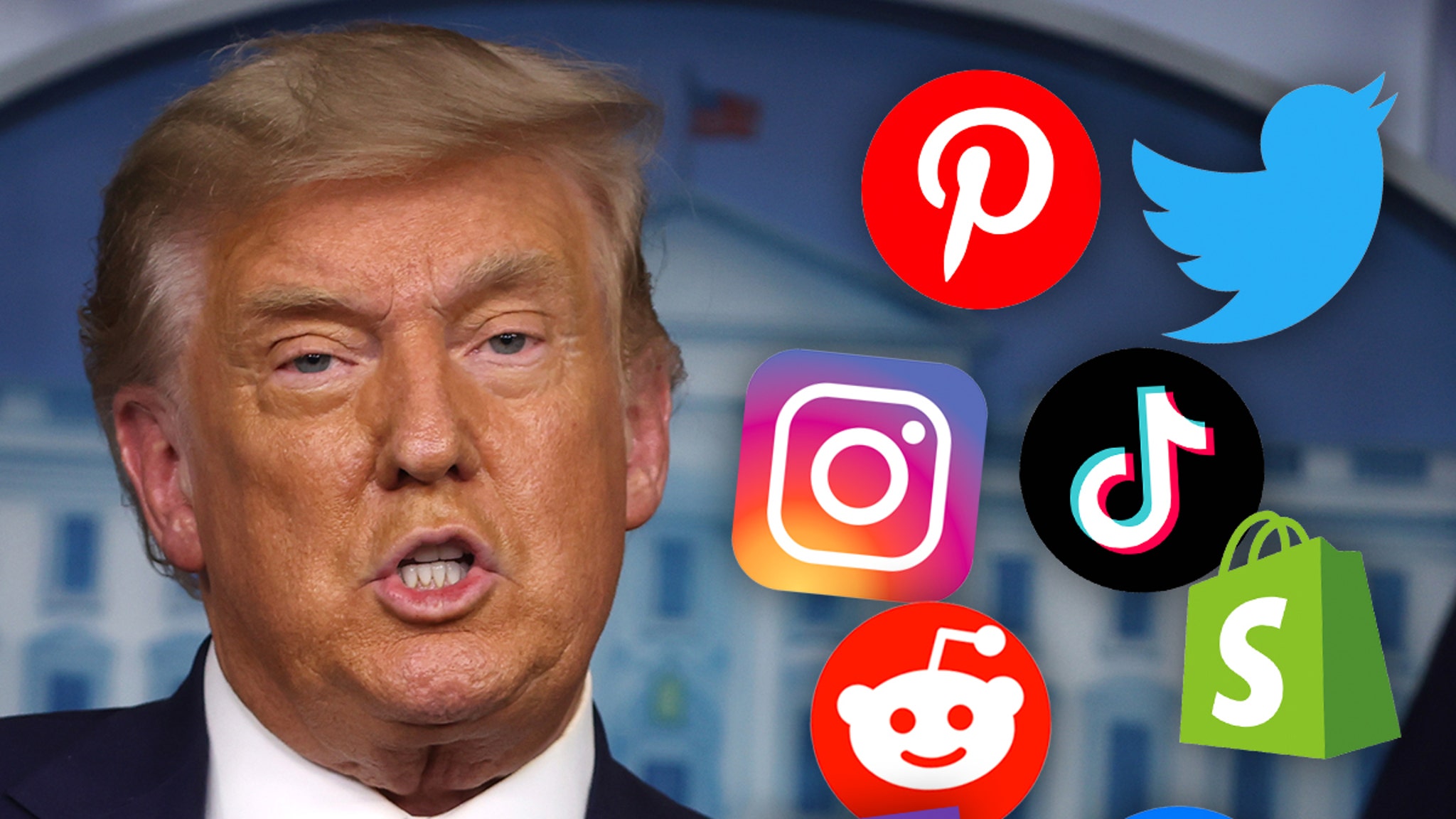 Trump has also been banned from major social media platforms, Pinterest and Shopify
