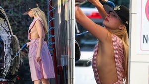 Addison Rae Washing Her Car In A Revealing Red And White Dress