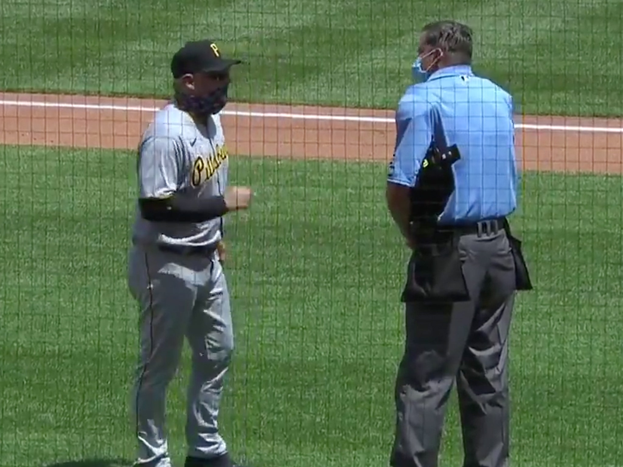 Pittsburgh Pirates pitcher Derek Holland ejected while sitting in stands