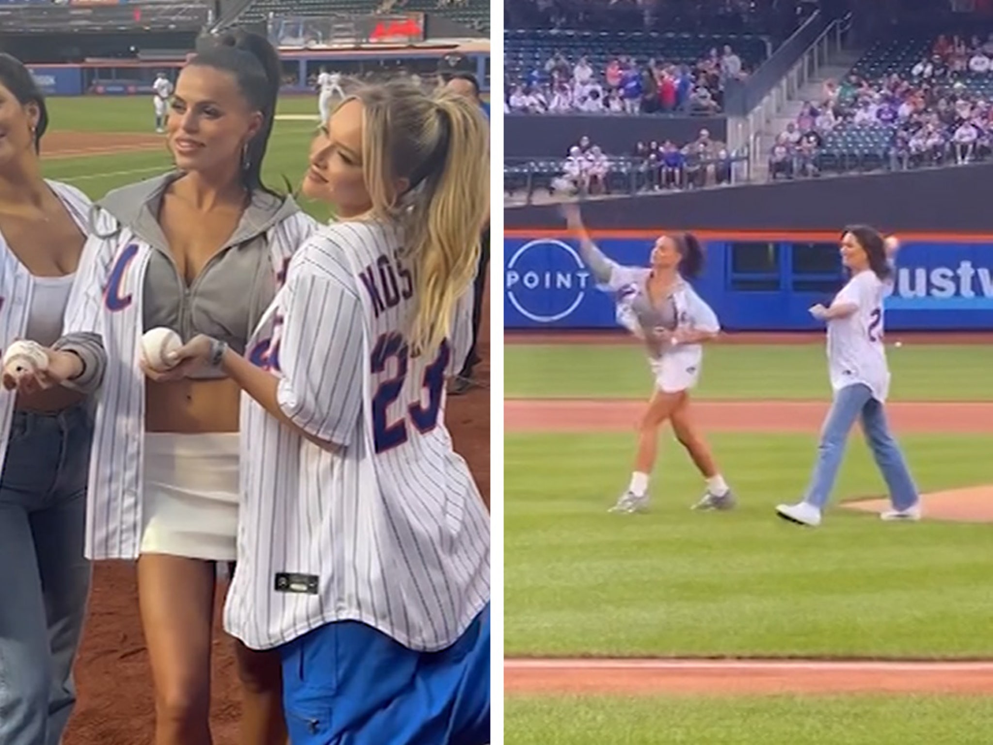 Watch: Three SI Swimsuit Models Throw Out First Pitch at Mets Game - Sports  Illustrated Style