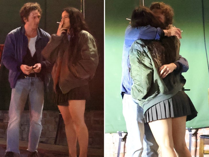 Jeremy Allen White and Rosalia Have Smoke Break During Date Night