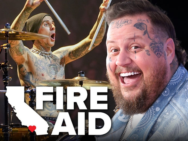 Travis Barker e Jelly Roll juntos no FireAid Concert