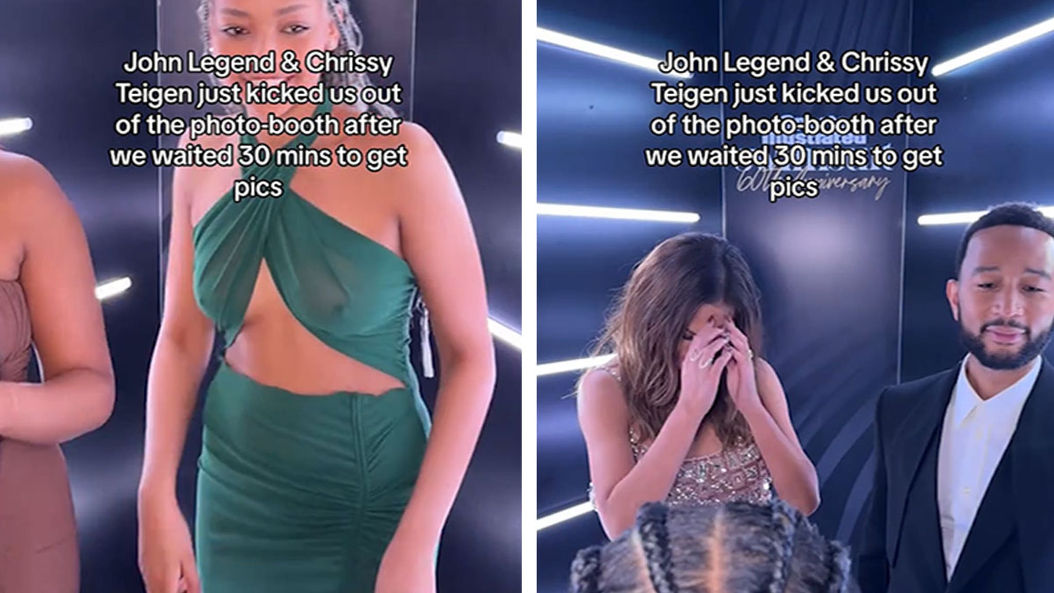 TikToker claims Chrissy Teigen and John Legend kicked group out of photo booth