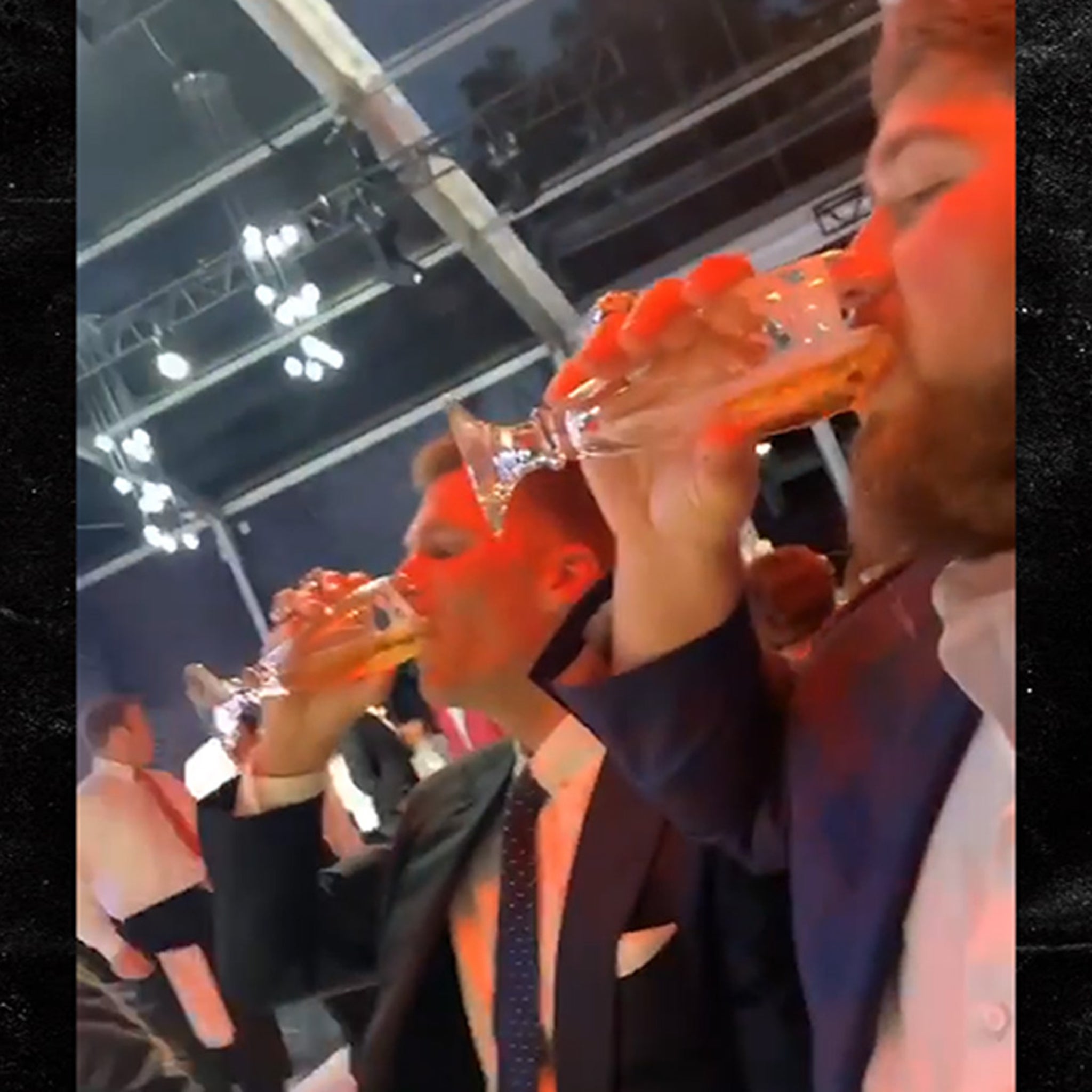 Tom Brady Chugs Beer, Flaunts 6 Rings at Patriots Super Bowl Party