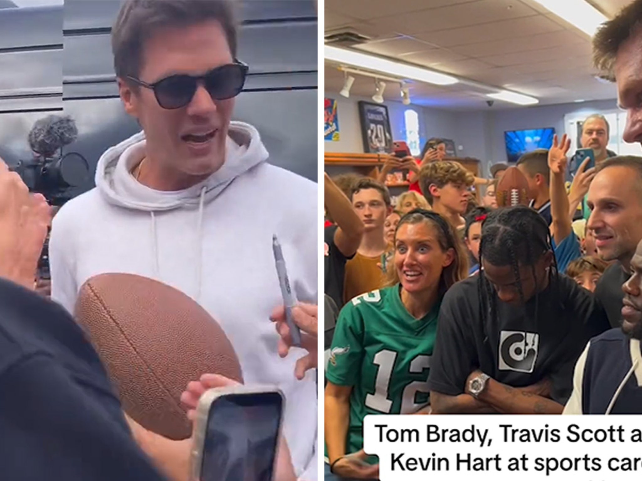 Tom Brady Makes Surprise Visit to Trading Card Store with Kevin