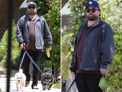 Hailey Joel Osment Walking His Dogs Wearing A Dodgers Hat