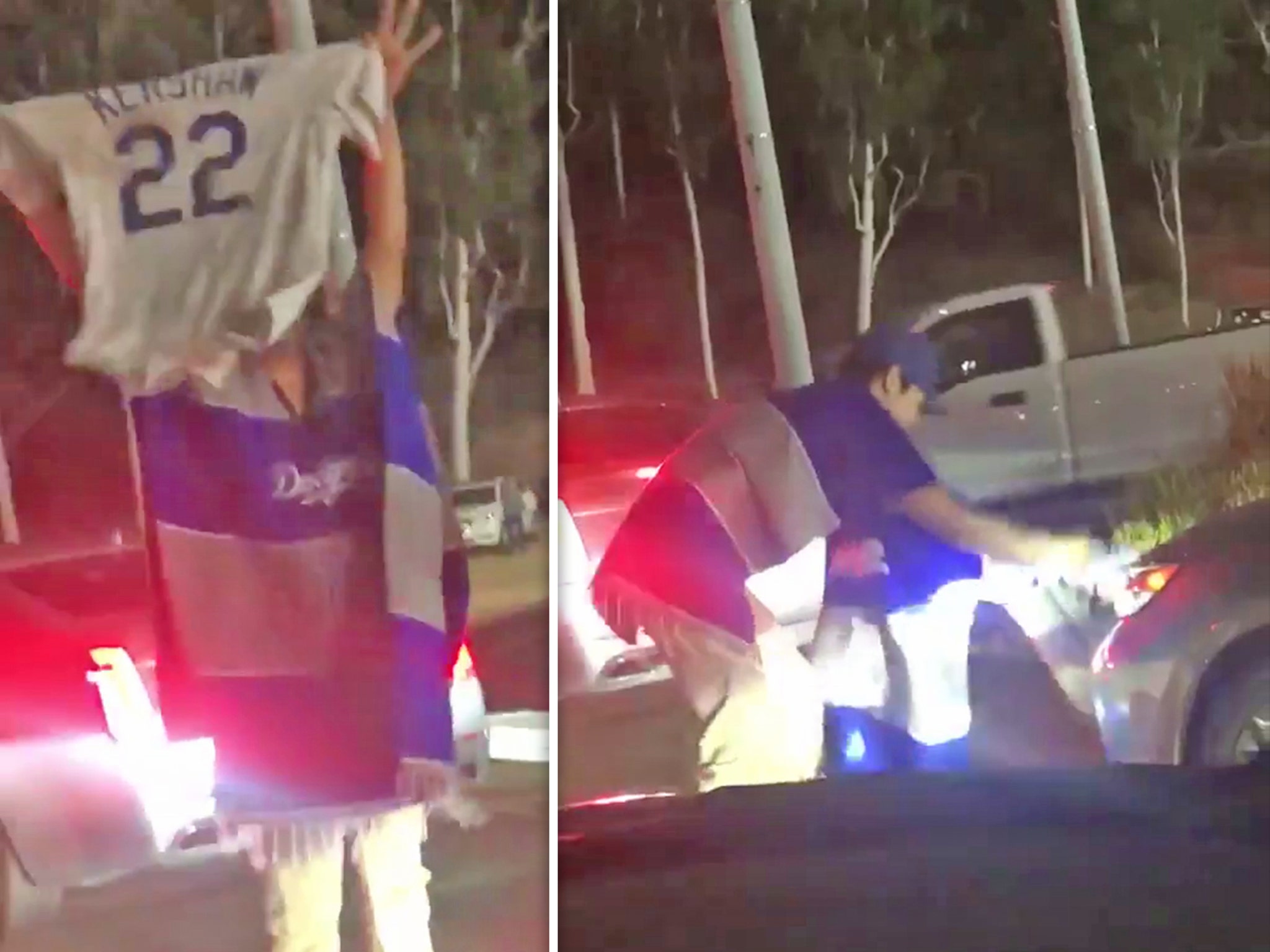 Watch: Dodgers fans run over Kershaw jersey with their cars