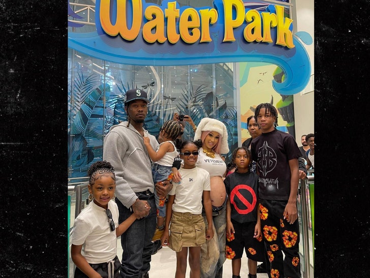 cardi b offset and the family at the waterpark