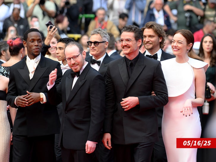 Micheal Ward, Ari Aster, Joaquin Phoenix, Pedro Pascal, Luke Grimes and Emma Stone sub getty swipe