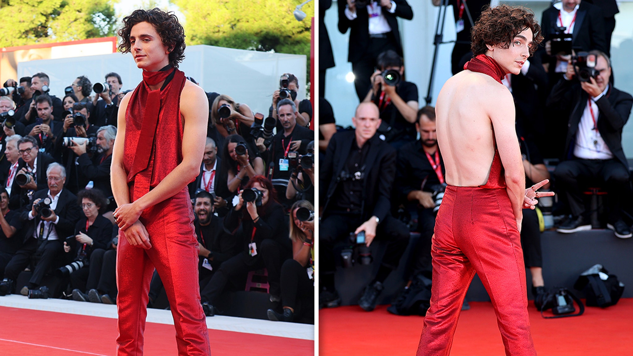 Timothee Chalamet's red carpet outfit explodes on Twitter. 