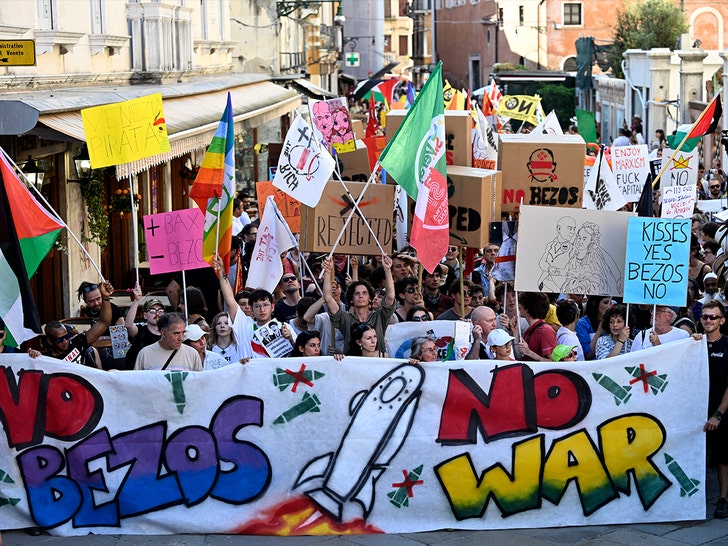 The protests erupted in Venice after the day of Jeff Bezos and Lauren Sanchez's wedding 2