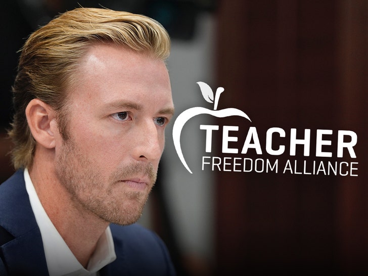 Ryan Walters is looking stern. He's positioned next to the logo of the Teacher Freedom Alliance.