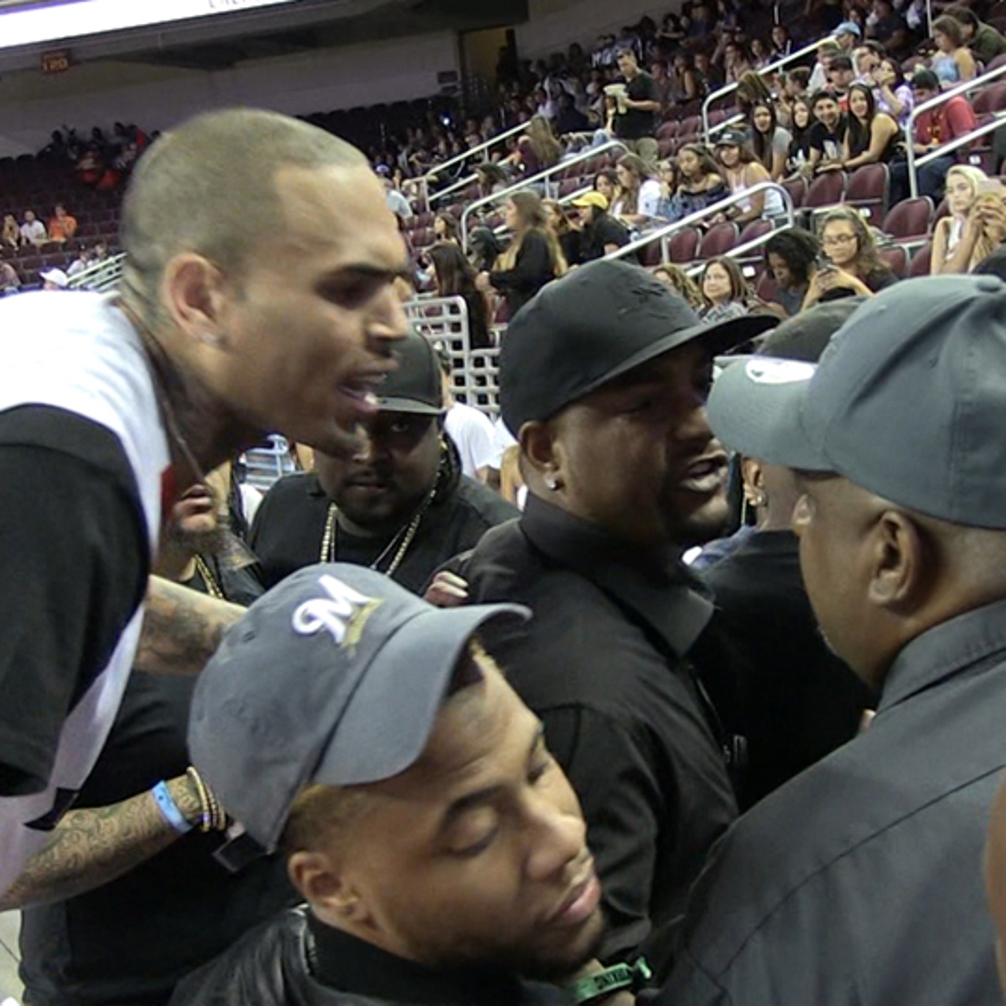 Chris Brown Sits During National Anthem at Celebrity Basketball