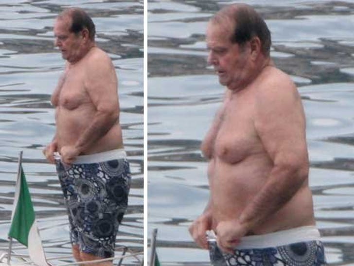 Jack Nicholson went topless while vacationing in France on Monday and showe...