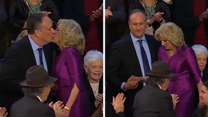 First Lady Jill Biden Kisses Second Gentleman Doug Emhoff on Lips