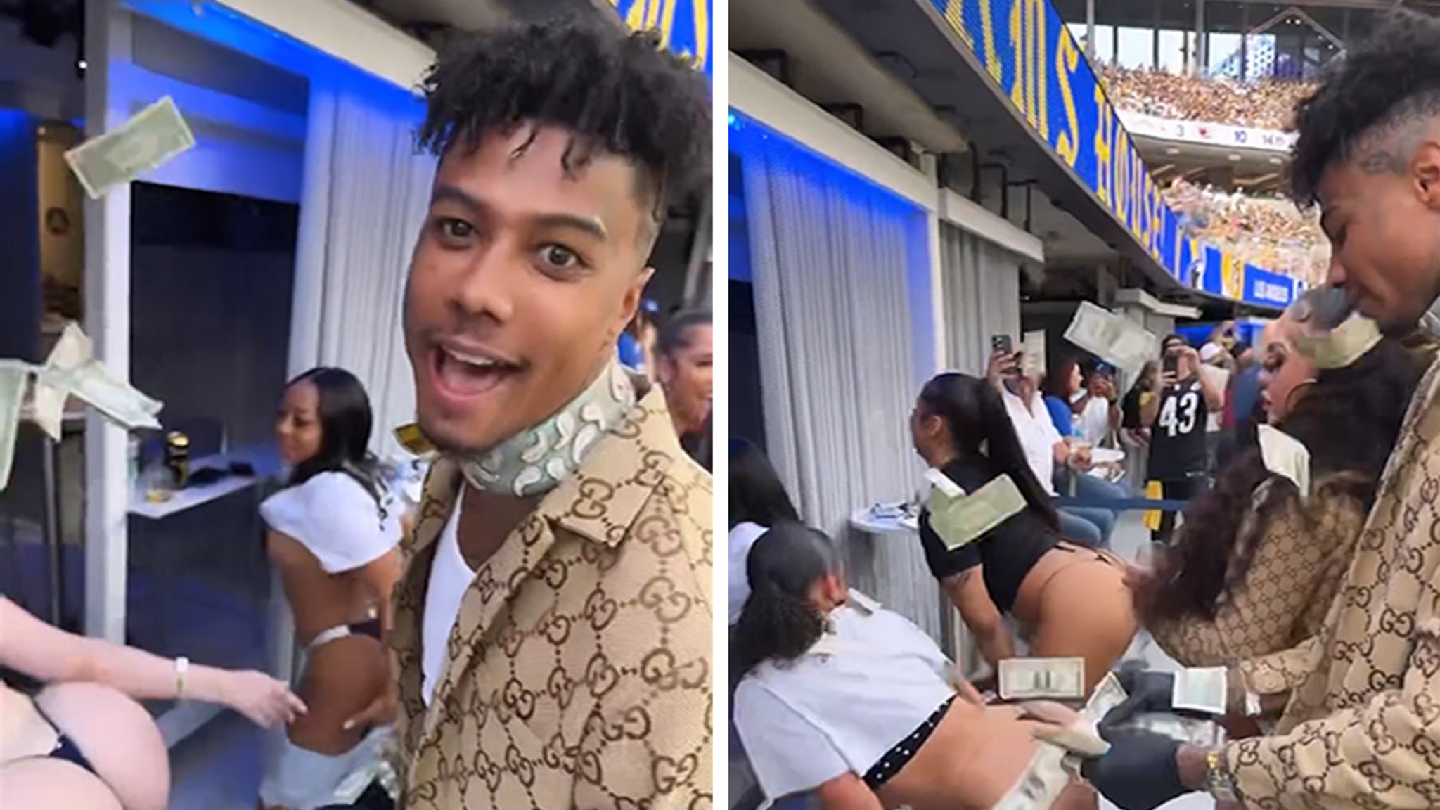 Blueface Throws Money on Strippers During Rams Game Inside SoFi Stadium