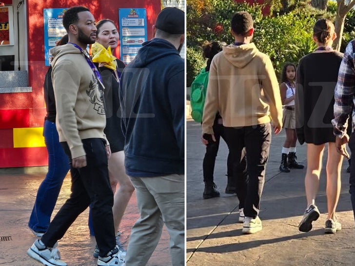 Chrissy Teigen and John Legend with their kids at legoland